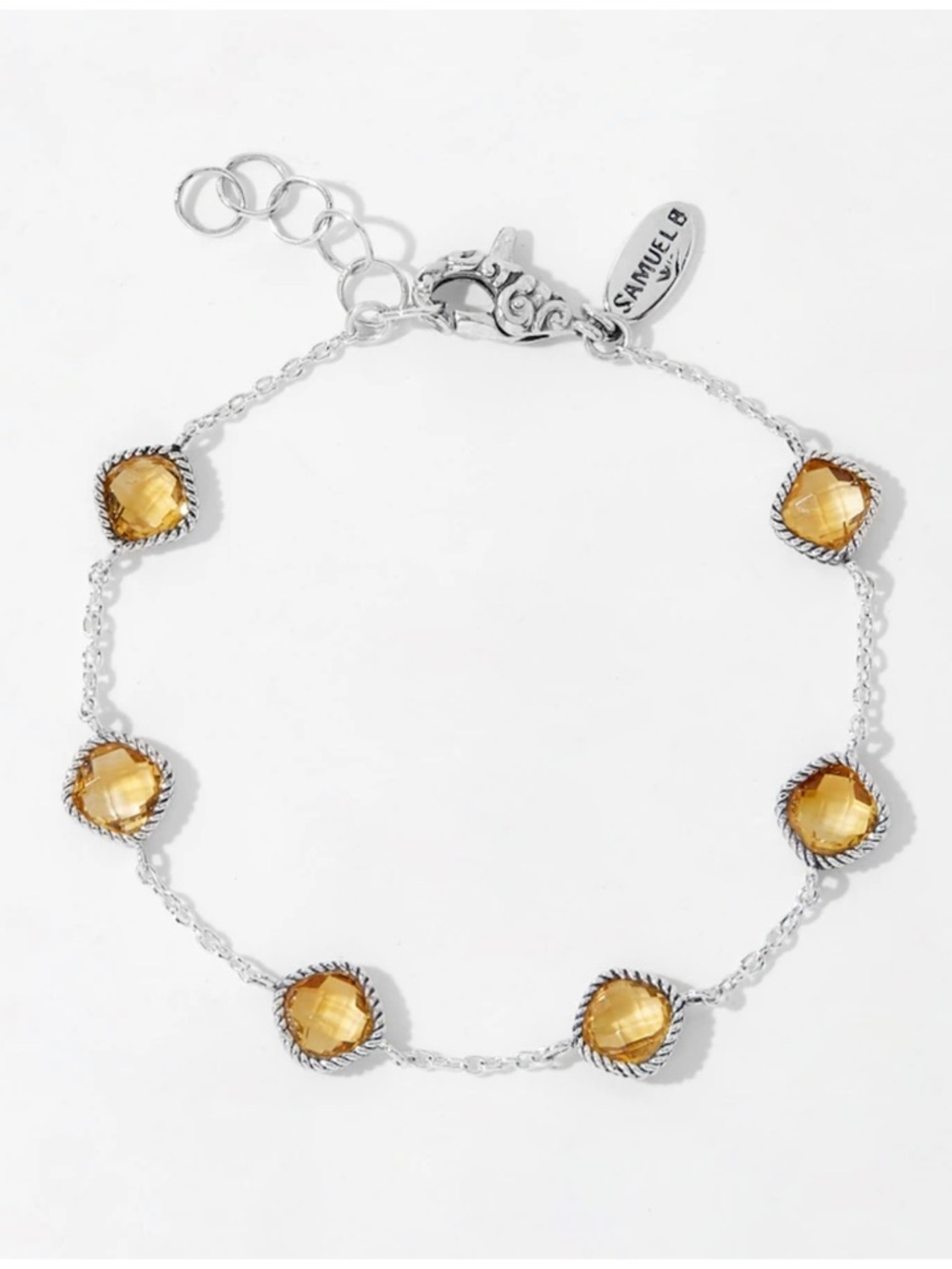 NWT Samuel B. Sterling Silver 6 Station Cushion Gemstone Bracelet